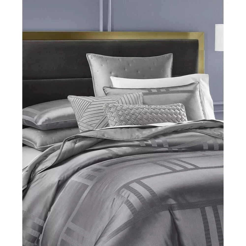 Hotel Collection Structure Charcoal 3-Piece King Duvet Cover Set Geometric